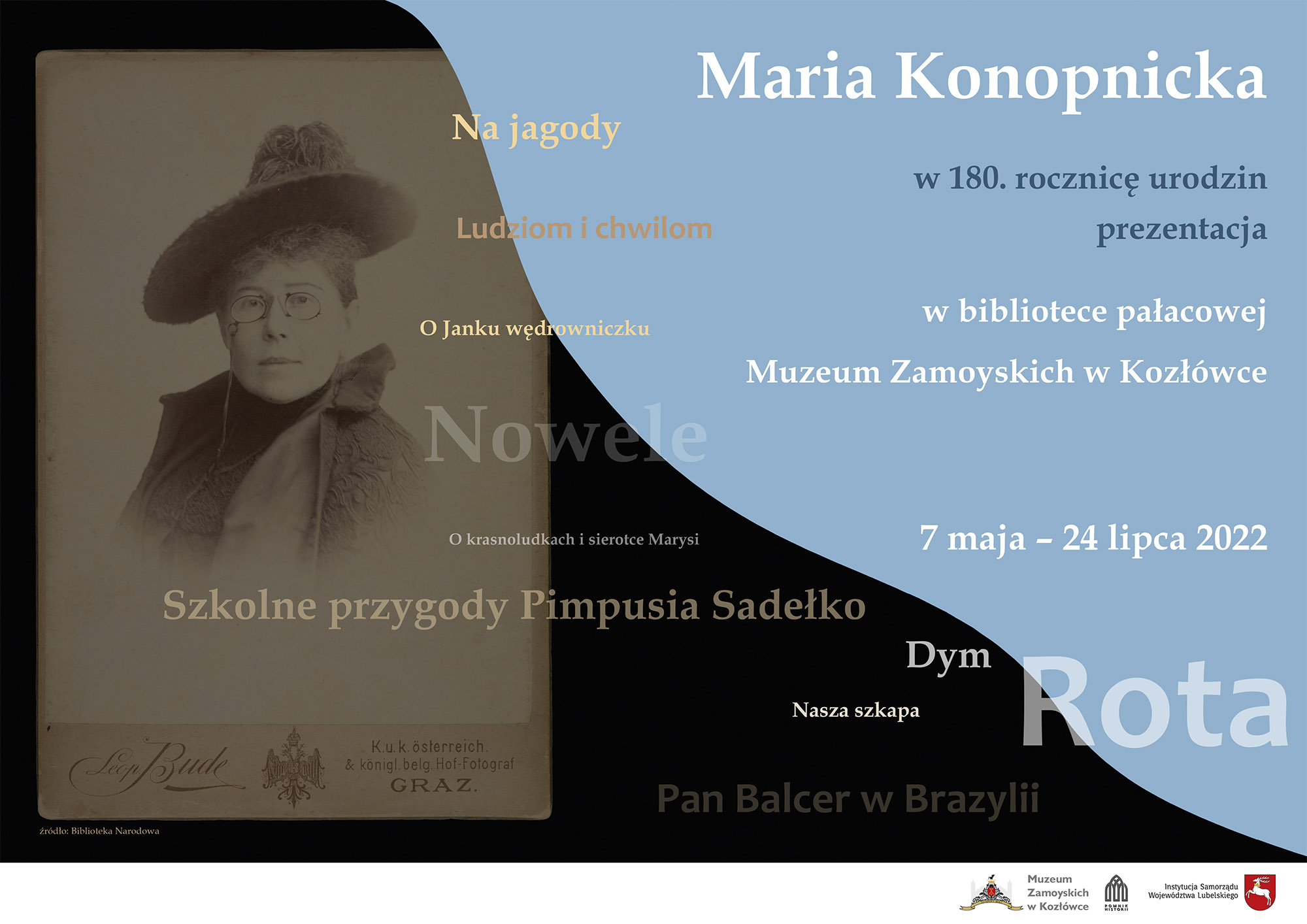Plakat do prezentacji „Maria Konopnicka. W 180. rocznicę urodzin”