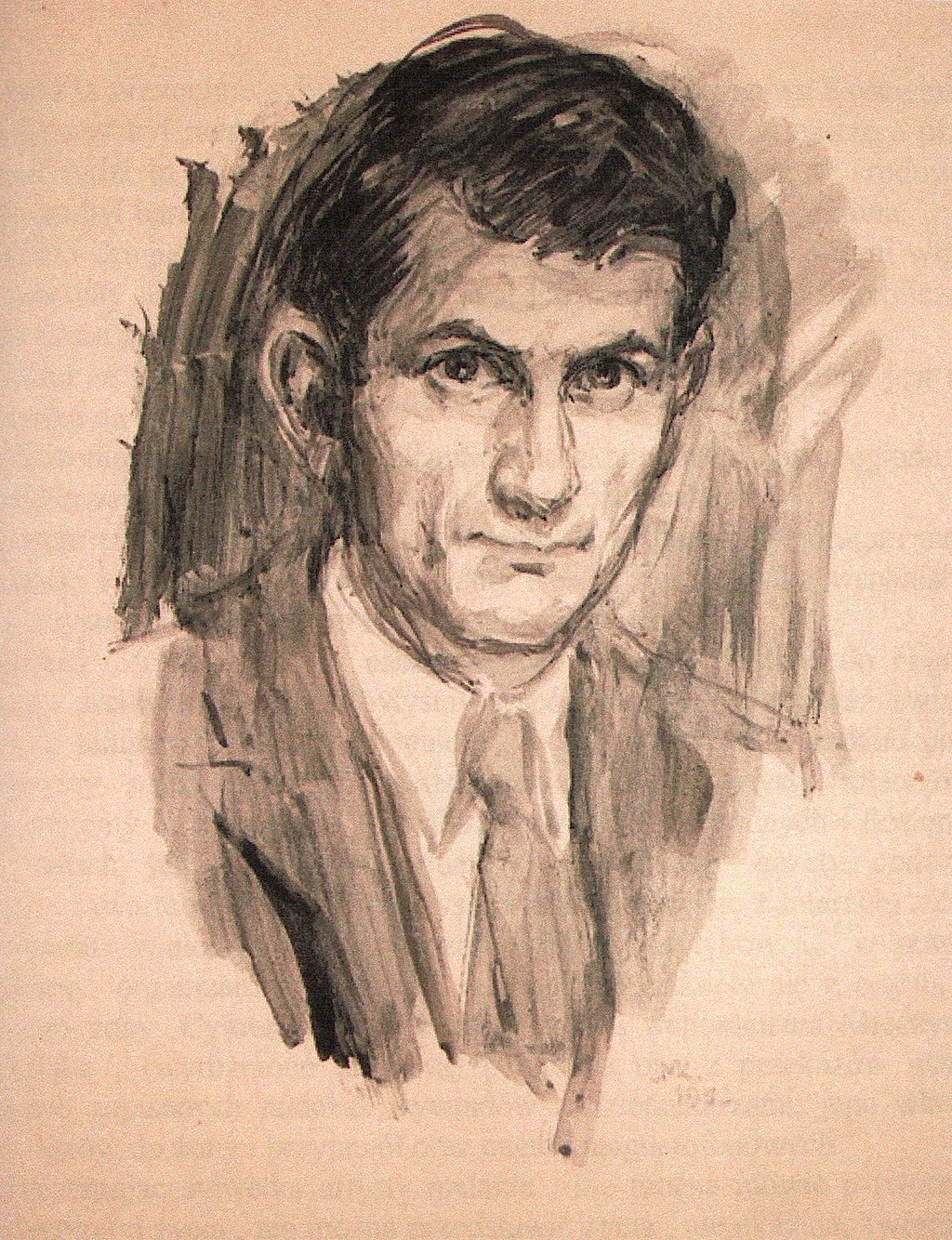 Mieczysław Kościelniak, „Autoportret”; tusz lawowany; https://commons.wikimedia.org/wiki/File:Mieczys%C5%82aw-Ko%C5%9Bcielniak.jpg (dostęp z dn. 26.05.2023 r.) Autoportret artysty Mieczysława Kościelniaka, ujęcie trzy czwarte, delikatne, utrzymane w ciepłej sepii, przedstawia artystę w wieku średnim, w eleganckiej marynarce i krawacie. Spojrzenie poważne, dojrzałe, twarz szlachetna, przystojna.