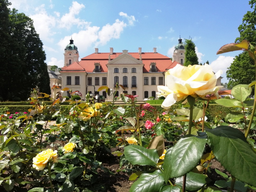 widok na pałac i dziedziniec