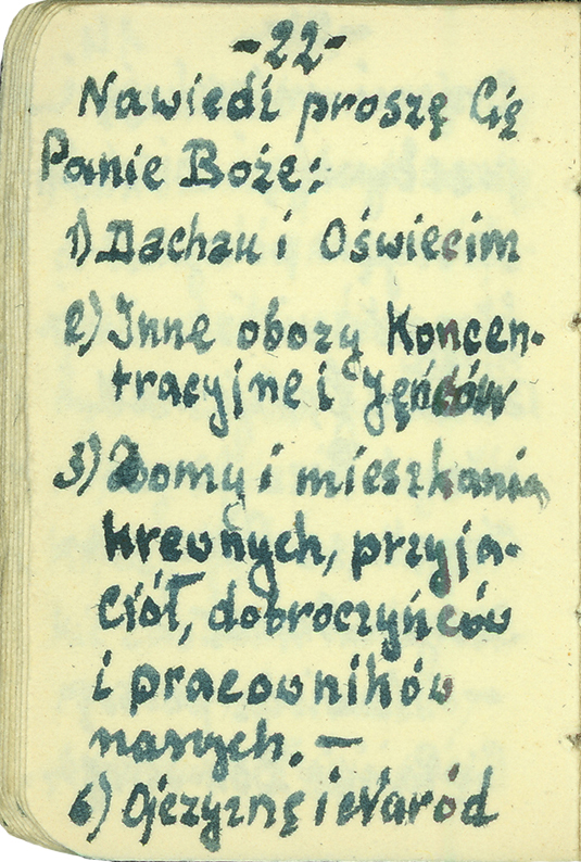 Karta z modlitewnika Aleksandra Zamoyskiego, wykonanego własnoręcznie w KL Dachau w 1942 r.