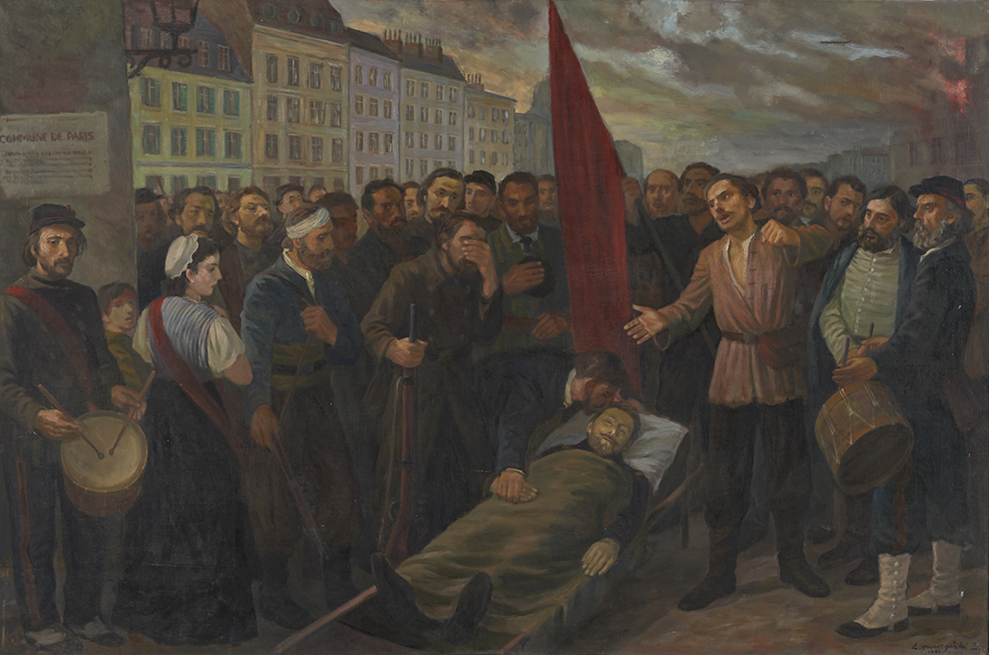 Zygmunt Łopuszyński, „Śmierć generała Dąbrowskiego”, 1951, olej, płótno; wymiary 134 x 200 cm; nr, inw. MPK/SW/851 Zygmunt Łopuszyński, „Śmierć generała Dąbrowskiego”, 1951, olej, płótno; wymiary 134 x 200 cm; nr, inw. MPK/SW/851