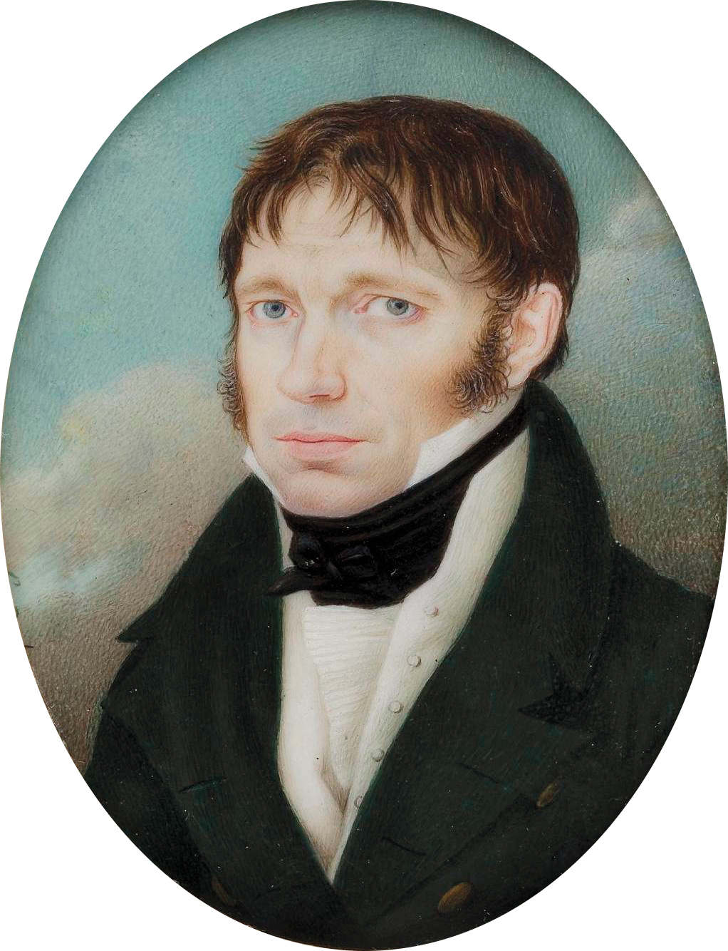 2. Giuseppe Landolfi, Miniatura z wizerunkiem Samuela Bogumiła Lindego; Rzym 1818; Wikipedia, domena publiczna 3. Popiersie Samuela Bogumiła Fotografia miniatury z wizerunkiem Samuela Bogumiła Lindego, wykonanej przez Giuseppe Landolfi, w Rzymie w 1818 roku. Przedstawia popiersie młodego mężczyzny w ujęciu 3/4 w lewo. Włosy ciemne, z grzywką opadającą na czoło. Przy uszach ciemne bokobrody. Ubrany jest w ciemnozielony frak z dwoma rzędami złotych guzików. Biały kołnierzyk przewiązany jest czarnym fularem związanym na kokardę. Poniżej plisowany biały żabot i biała kamizelka. Tło w kolorze nieba, z ciemnymi obłokami na dole.