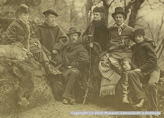 Aniela z Potockich Zamoyska z mężem i przyjaciółmi na polowaniu